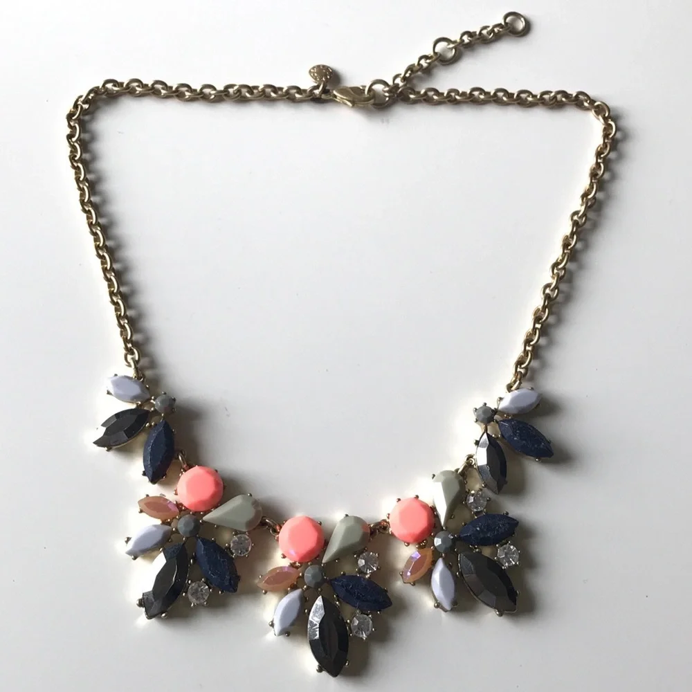 J.CREW Statement Necklace - COBALT BLUE PEACH - Picture 1 of 5